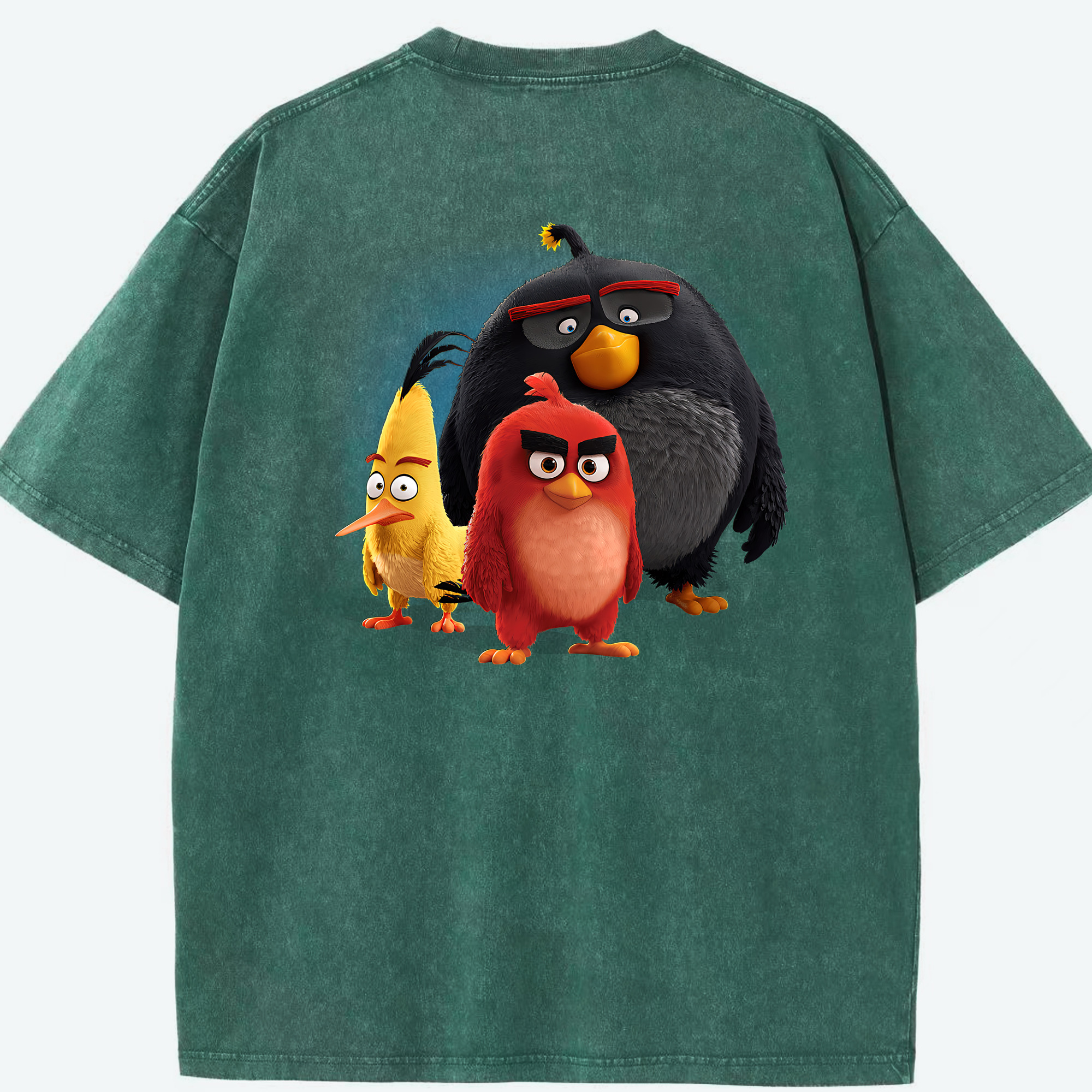 （画像用） Angry Birds アングリーバード 綿100% ヴィンテージ風 半袖Tシャツ（背面プリント）